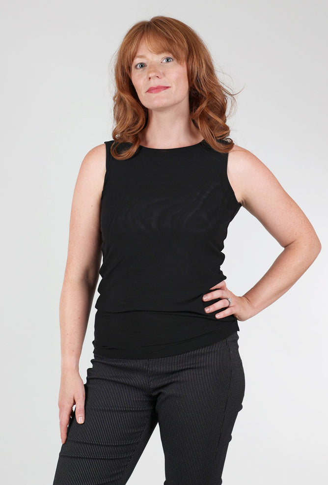 AMB Designs Florence Solid Double Sheer Tank Top, Black