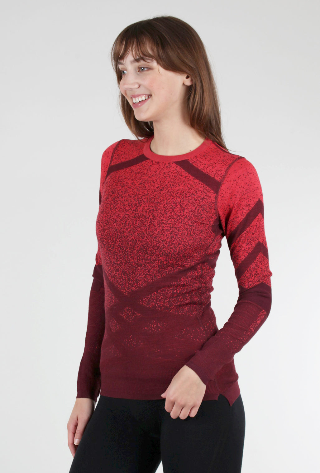 Smartwool Intraknit Thermal Pattern Crew, Black Cherry/ Scarlet