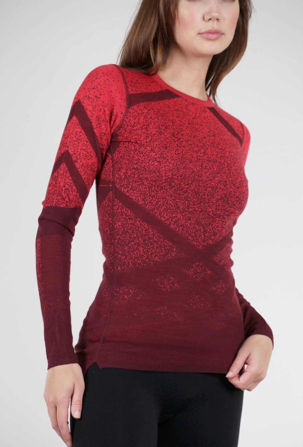 Smartwool Intraknit Thermal Pattern Crew, Black Cherry/ Scarlet