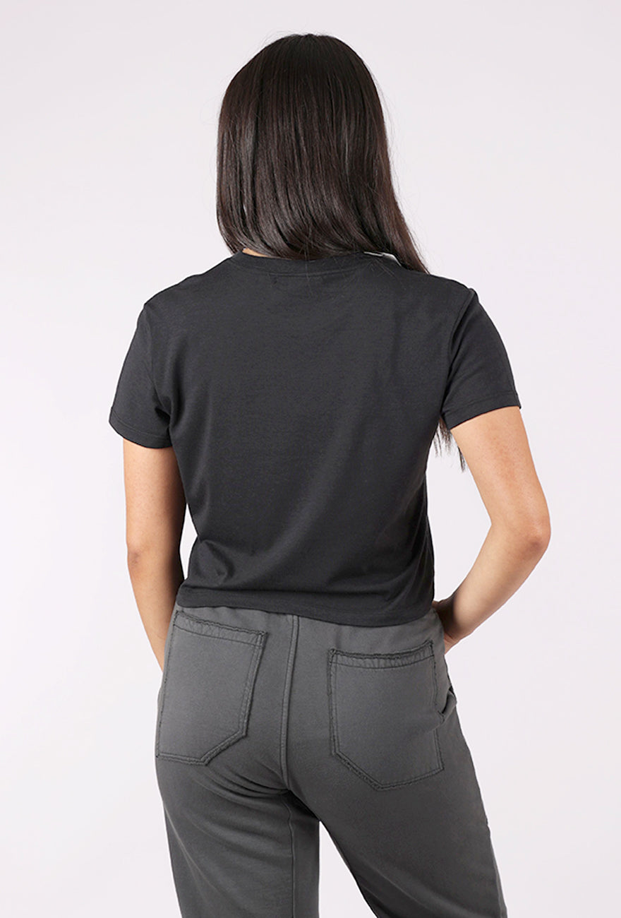 Favorite Daughter Cropped Collegiate Tee, Black