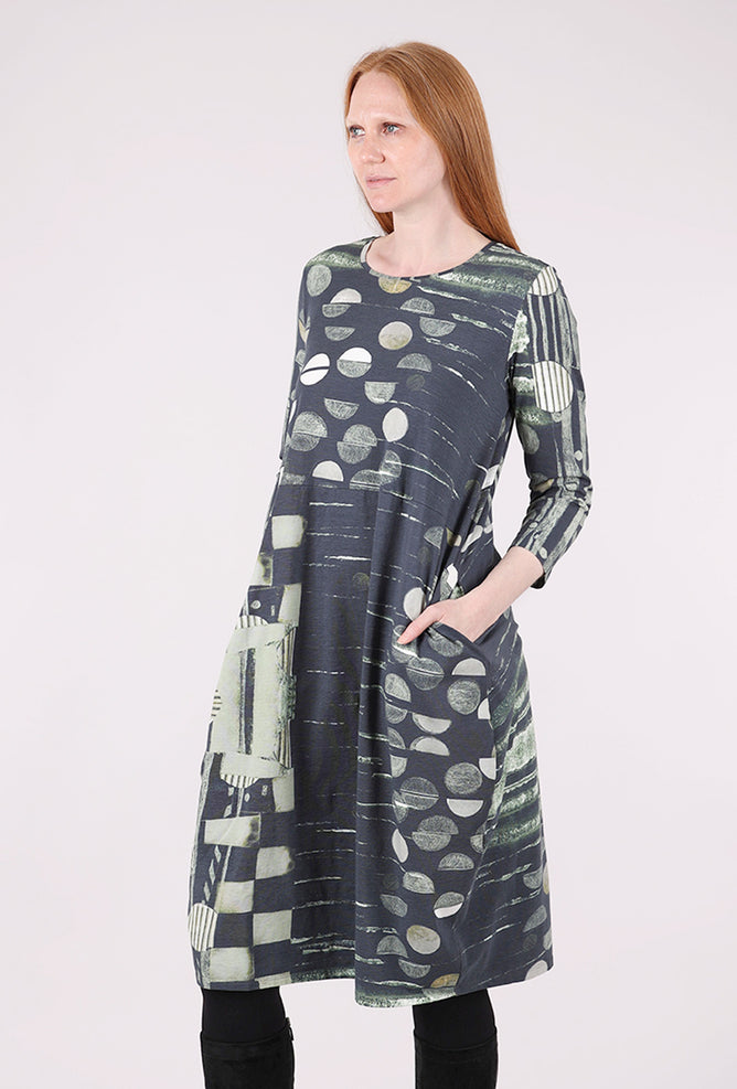 Grizas Jersey Lantern Dress, Forest Block