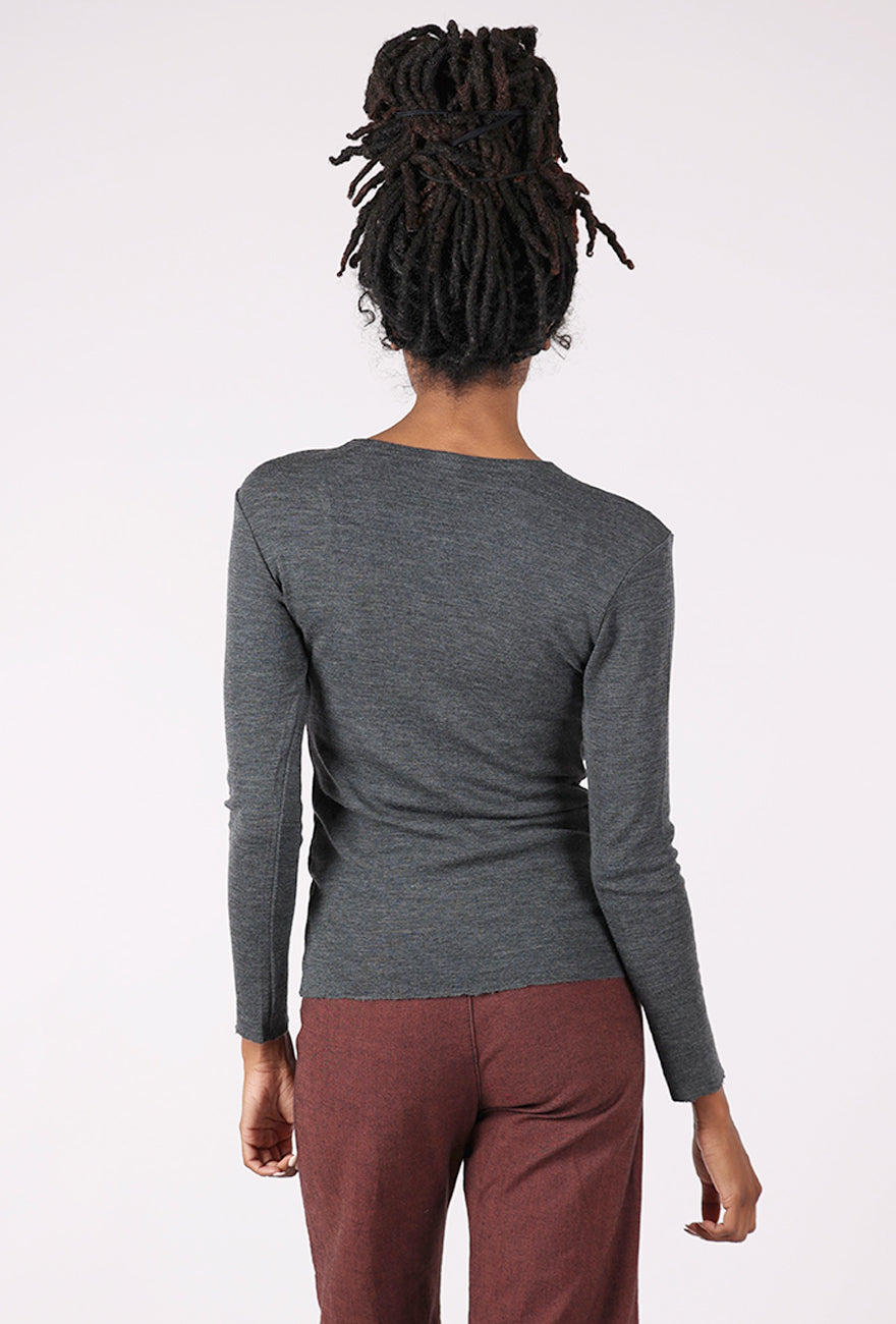 By Basics Merino First Layer Top, Anthracite Melange