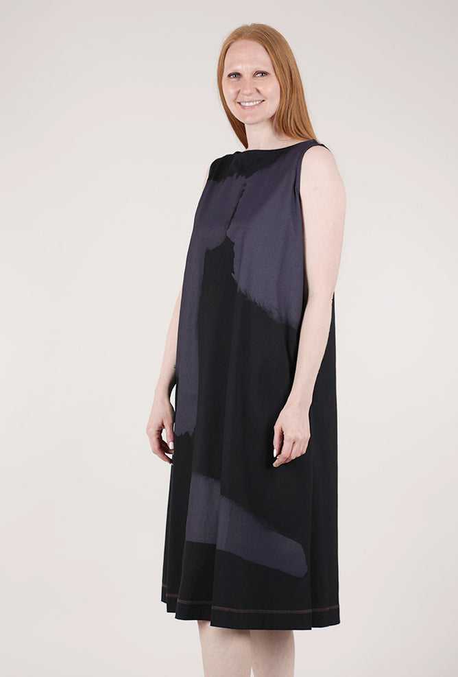 Moyuru S/L Jersey Print Dress, Black/Purple