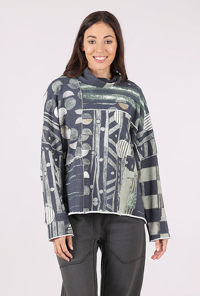 Grizas Funnel Neck Boxy Sweatshirt, Forest Block