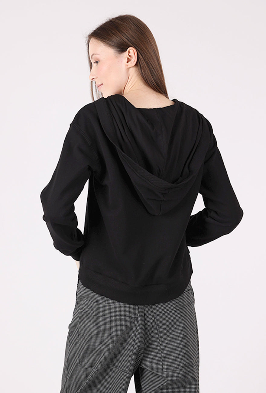 Kangaroo Pocket Boxy Hoodie, Black