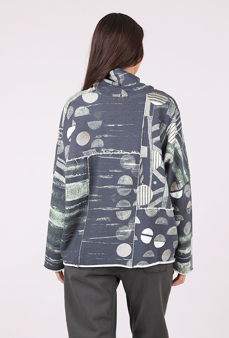 Grizas Funnel Neck Boxy Sweatshirt, Forest Block