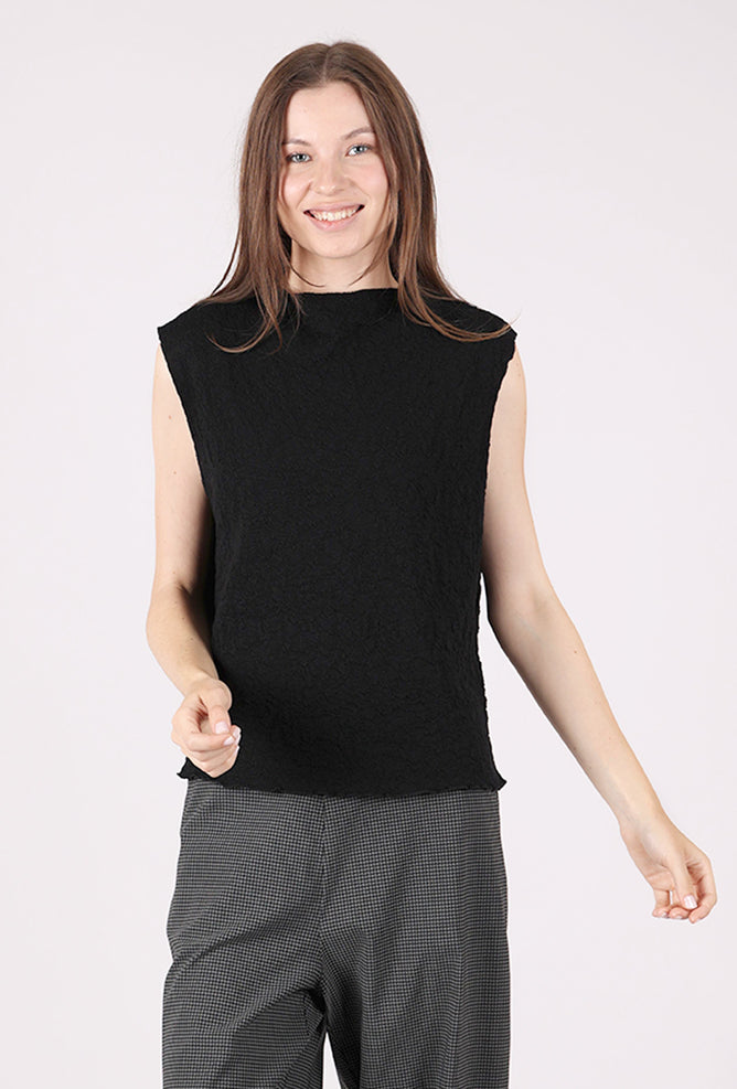 By Basics Bubble Wool Boxy Shell, Black
