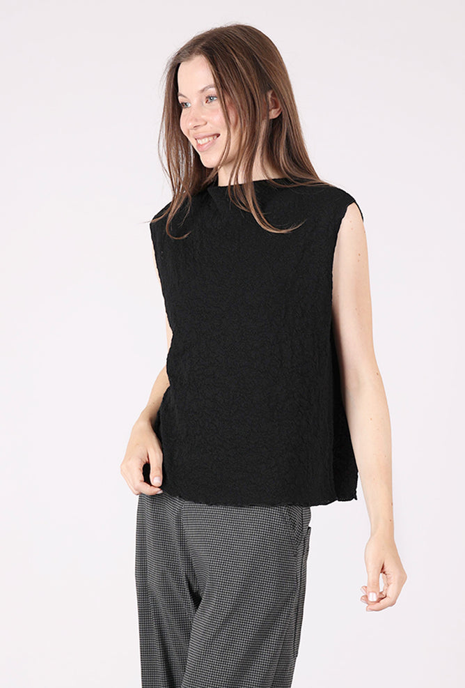 By Basics Bubble Wool Boxy Shell, Black
