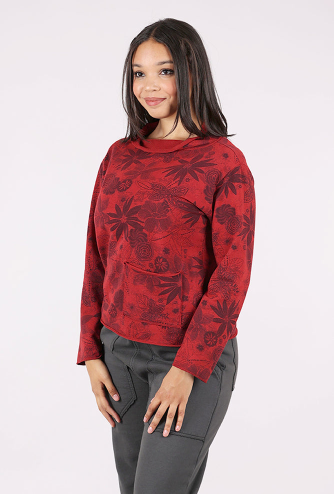 Prairie Cotton Floral Print Yoga Top, Merlot
