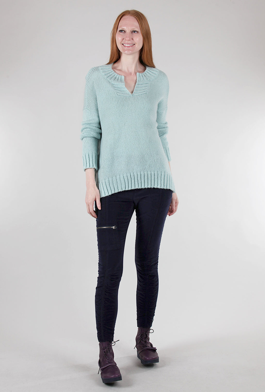 Wooden Ships Mara Split-Neck Crew, Mint