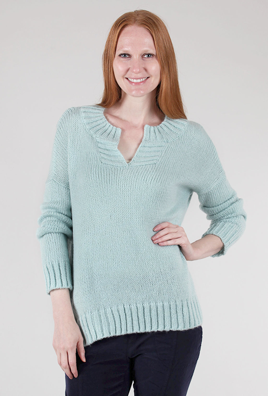 Wooden Ships Mara Split-Neck Crew, Mint