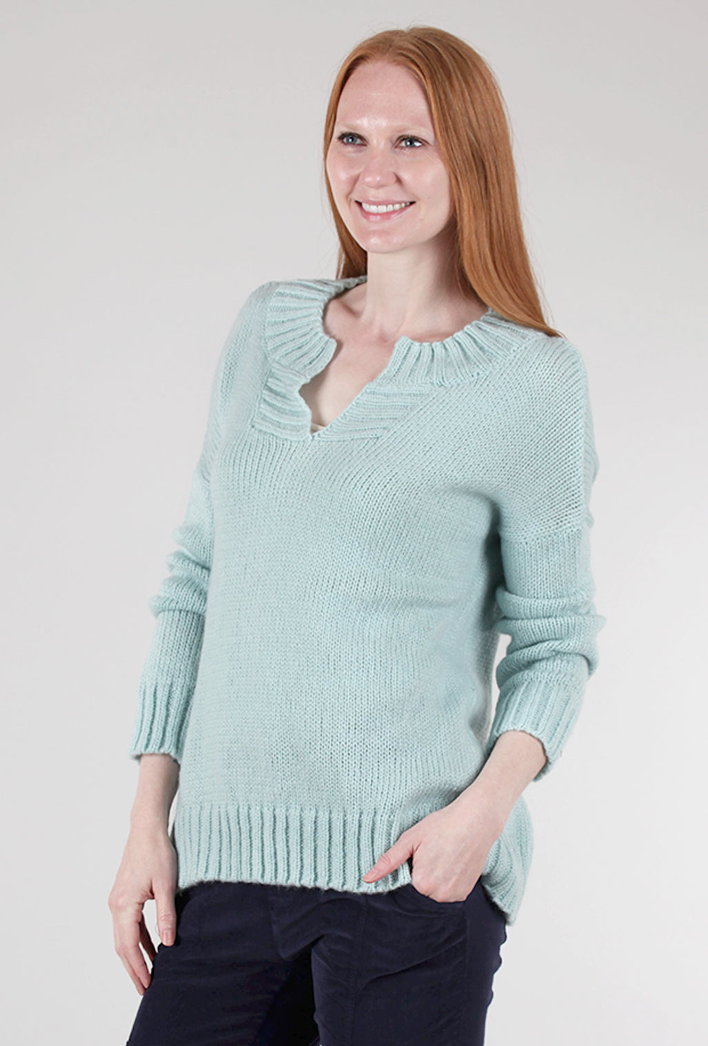 Wooden Ships Mara Split-Neck Crew, Mint