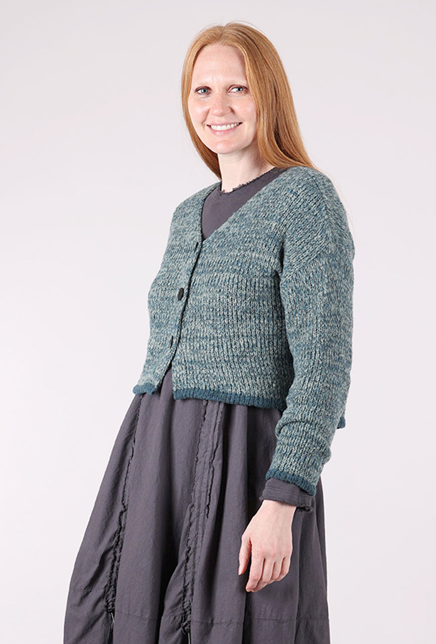 Grizas Marled Crop Cardie, Sky Mix