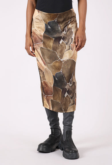 Cossac Sateen Print Skirt, Sage Mix