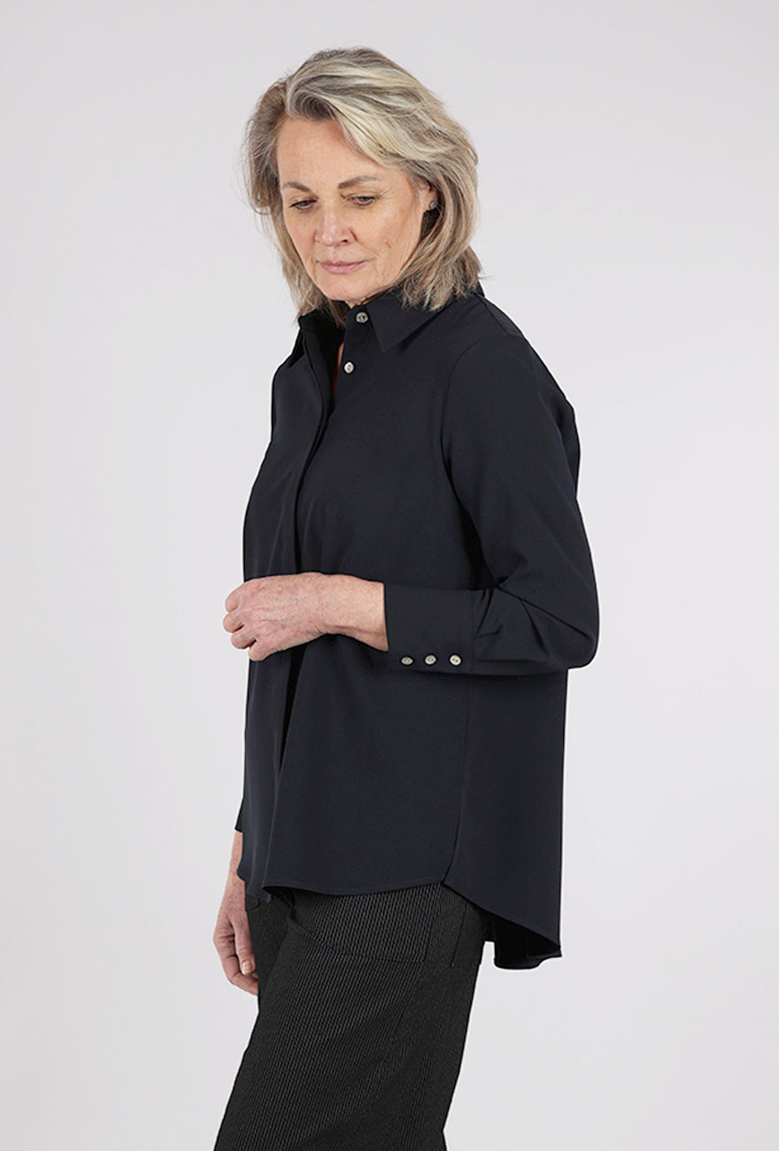 Estelle & Finn Back Pleat Blouse, Navy
