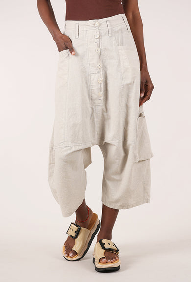 Extended Rise Cotton-Linen Trouser, Natural