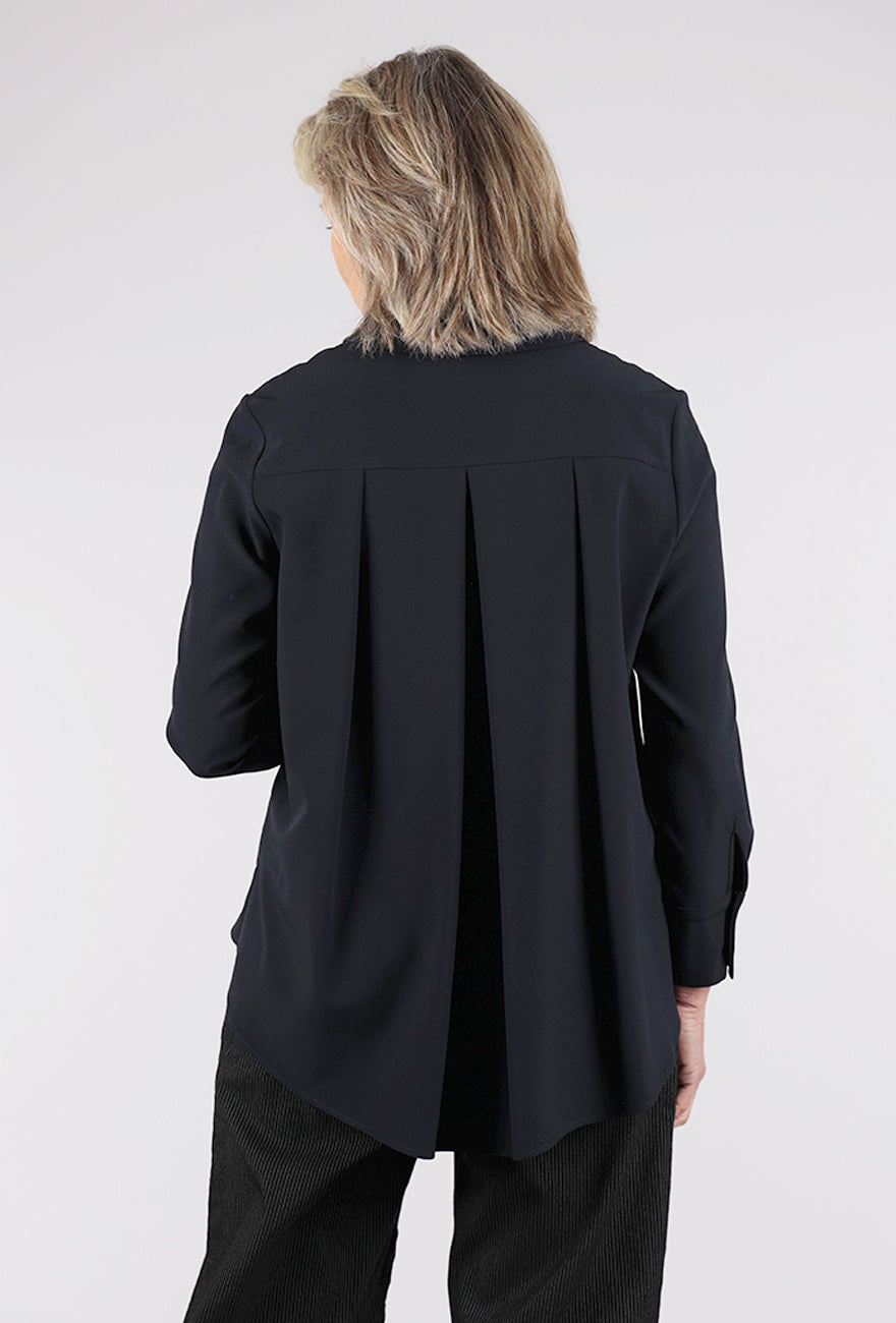 Estelle & Finn Back Pleat Blouse, Navy