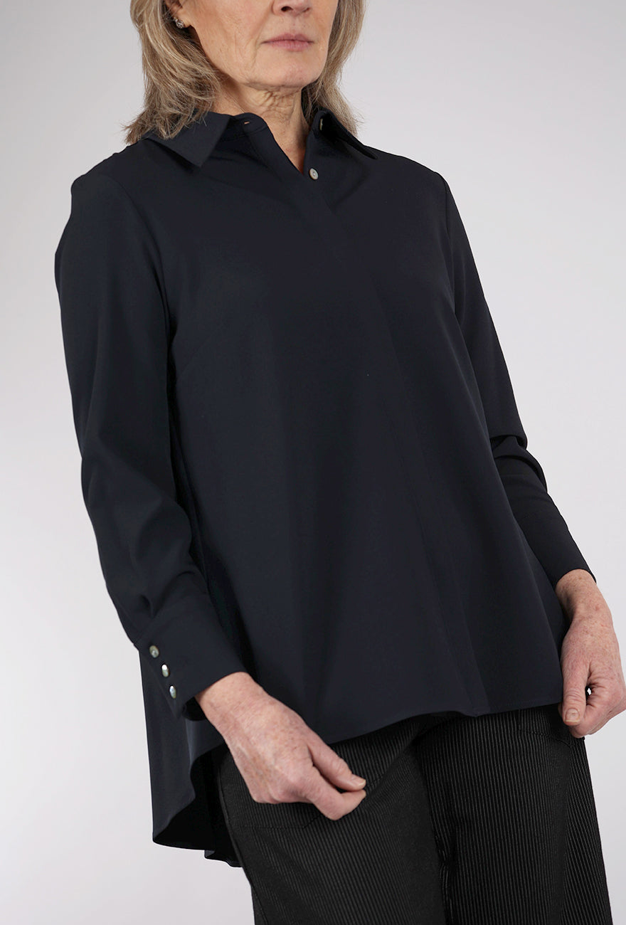 Estelle & Finn Back Pleat Blouse, Navy