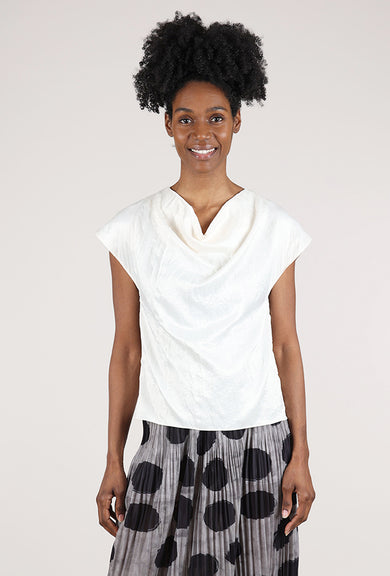 Grade & Gather Crinkle Sateen Drape Neck Top, Cream