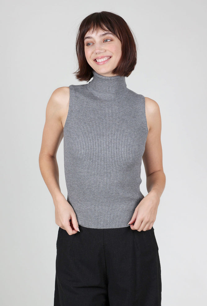 Astrid Jennifer S/L Ribbed Mockneck, Charcoal