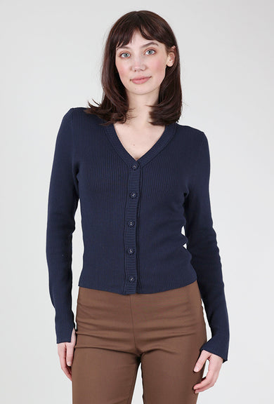 Margaret O'Leary Anya Ribbed Cardie, Navy