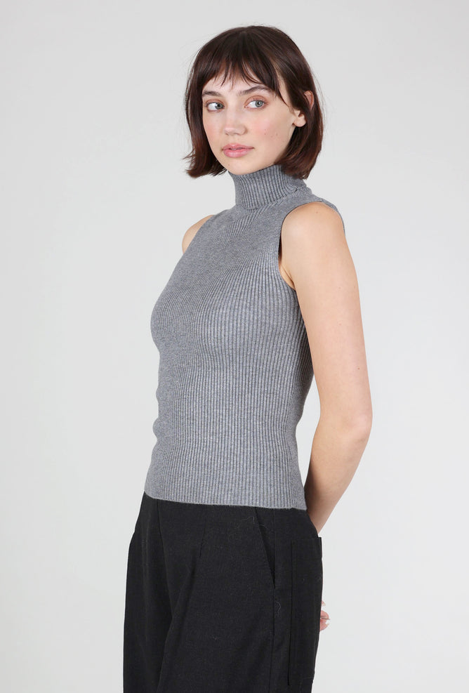 Astrid Jennifer S/L Ribbed Mockneck, Charcoal