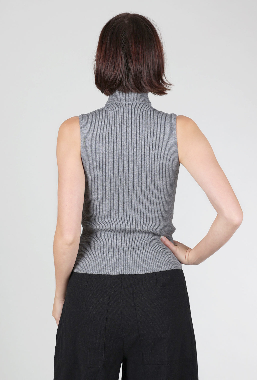 Astrid Jennifer S/L Ribbed Mockneck, Charcoal