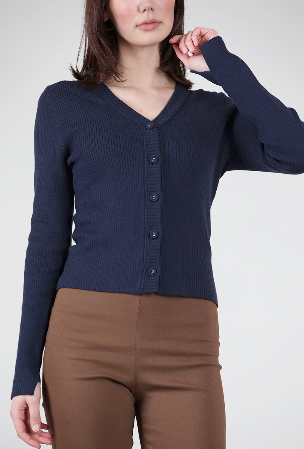 Margaret O'Leary Anya Ribbed Cardie, Navy