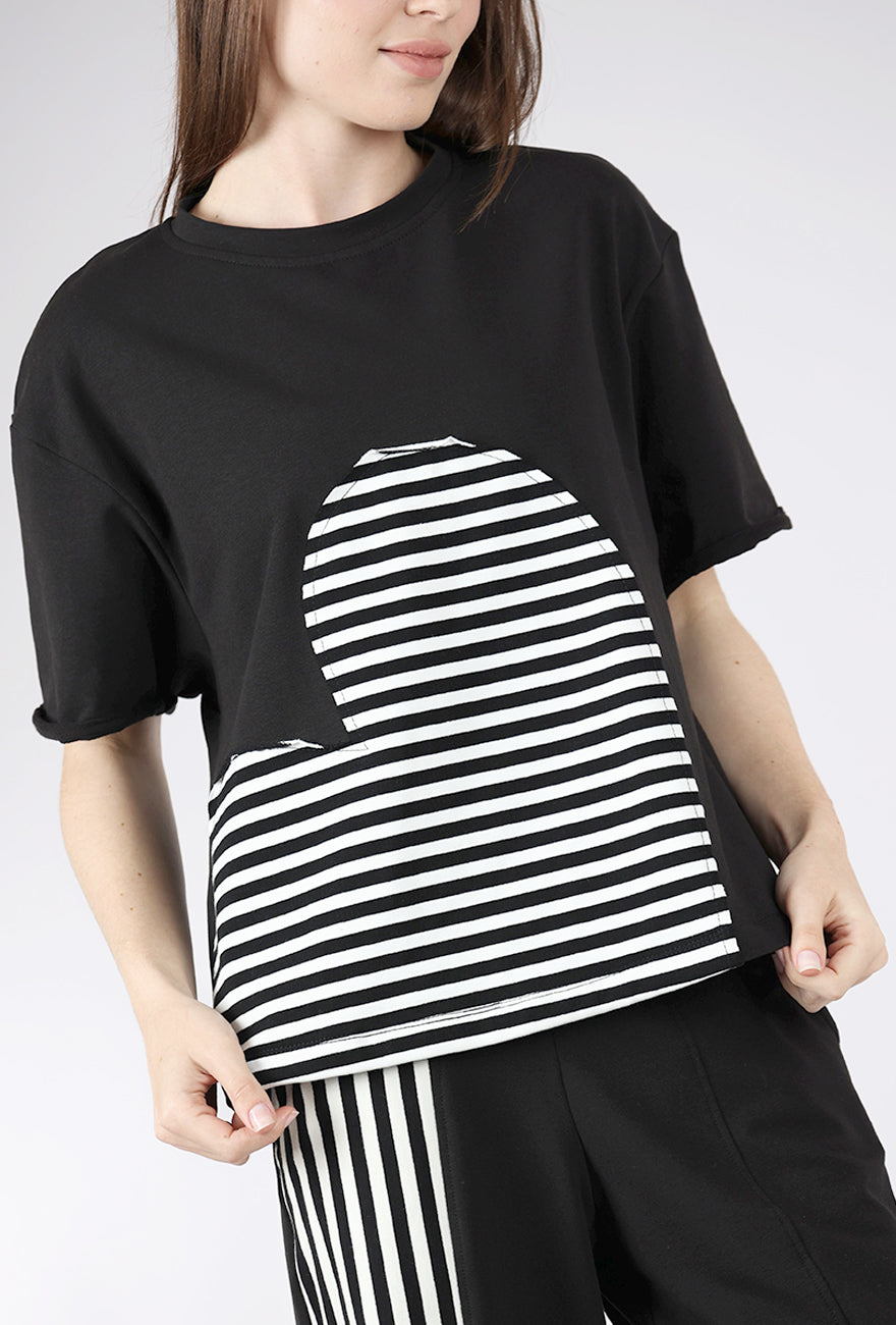 Alembika Stripe Heart Tee, Black
