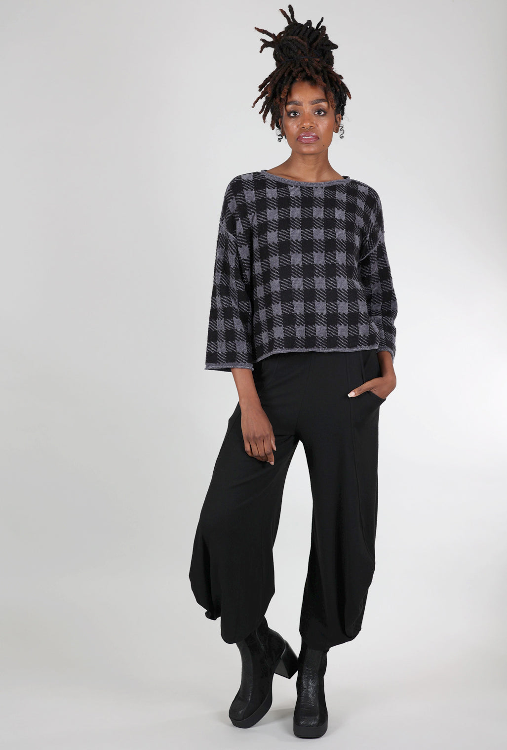 Liv Chenille Check Topper, Charcoal