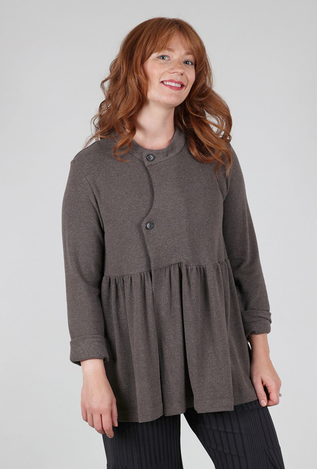 Knit Knit Peplum Cardie, Marrone