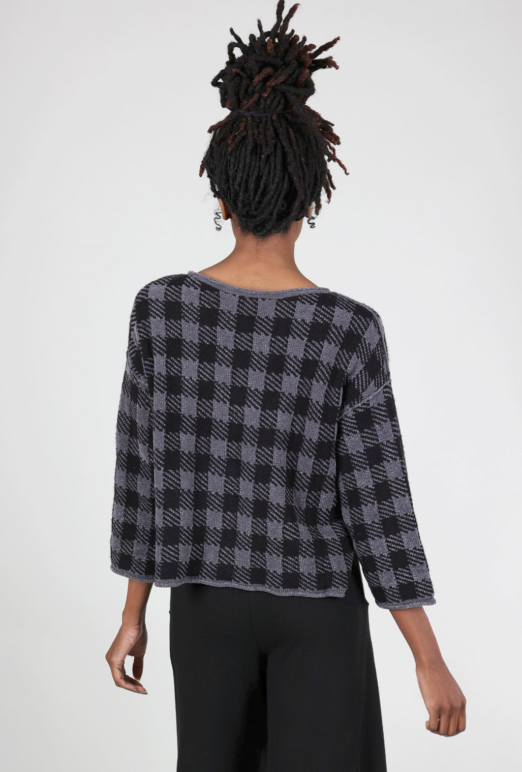 Liv Chenille Check Topper, Charcoal