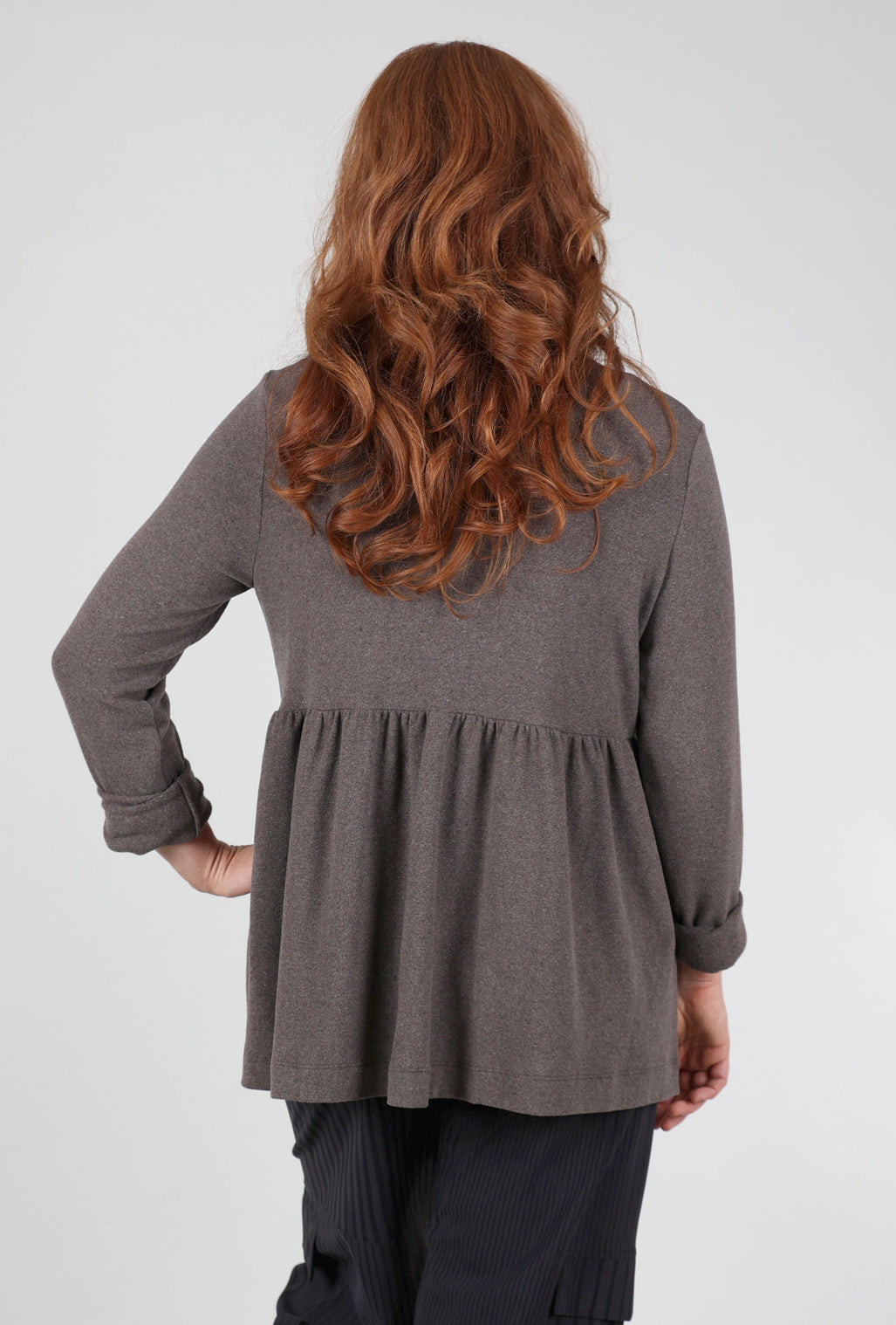 Knit Knit Peplum Cardie, Marrone