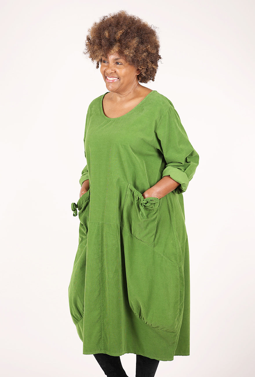 Transparente Clothing Pocket Cord Dress, Kiwi