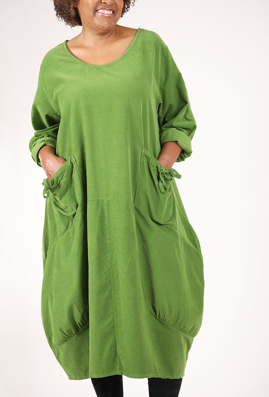 Transparente Clothing Pocket Cord Dress, Kiwi