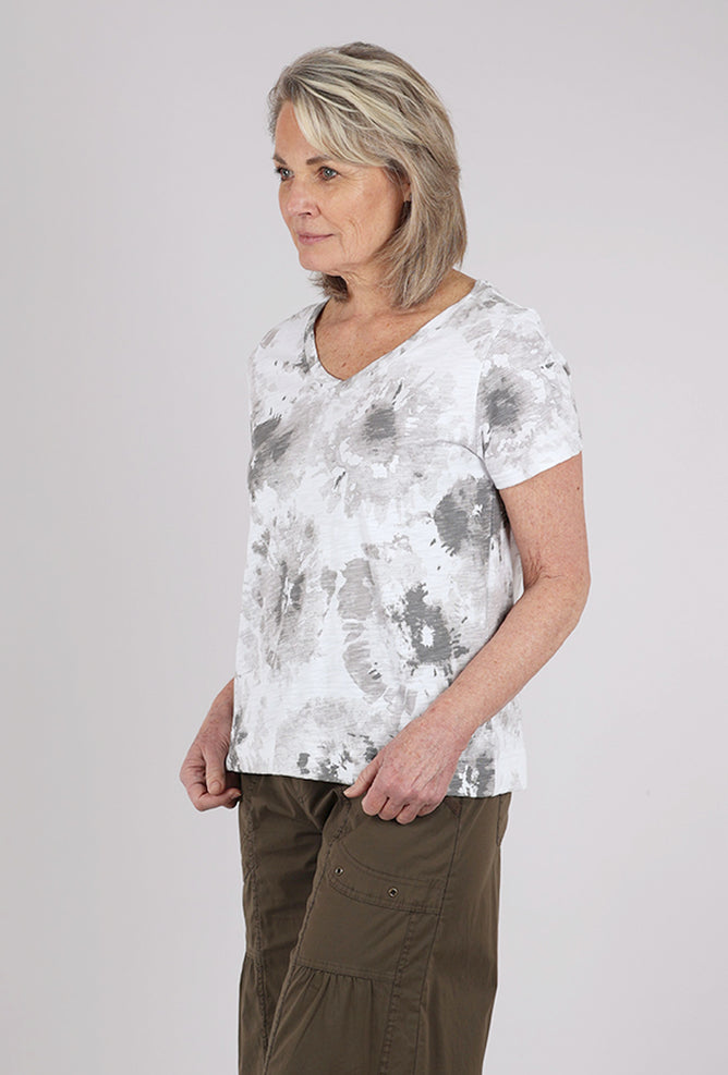Escape by Habitat Sunburst Cotton Vee Tee, Fog