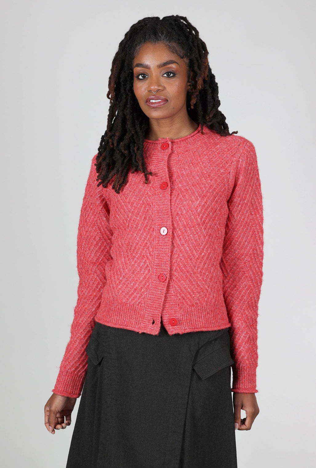 MDM Pauline Cable Cardie, Strawberry