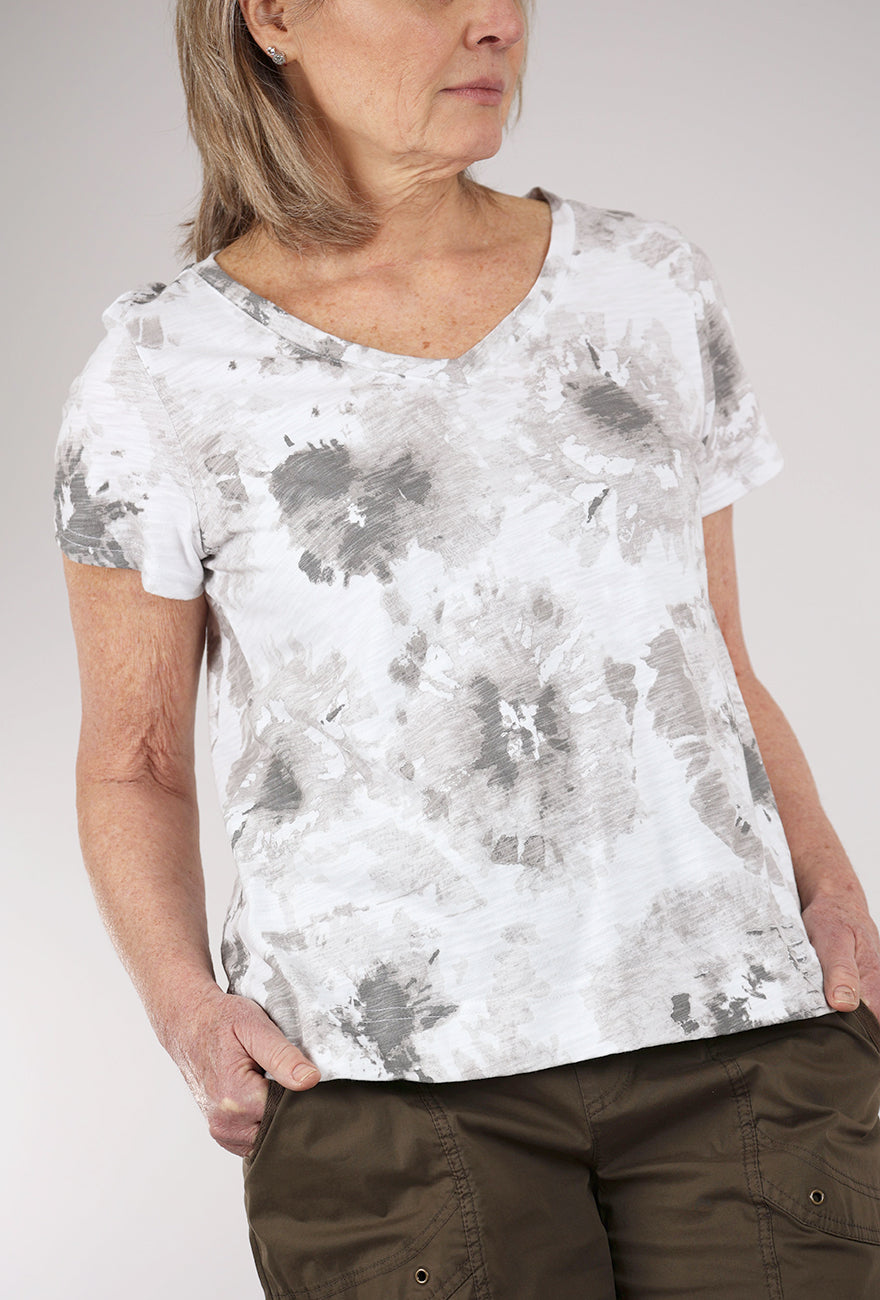 Escape by Habitat Sunburst Cotton Vee Tee, Fog
