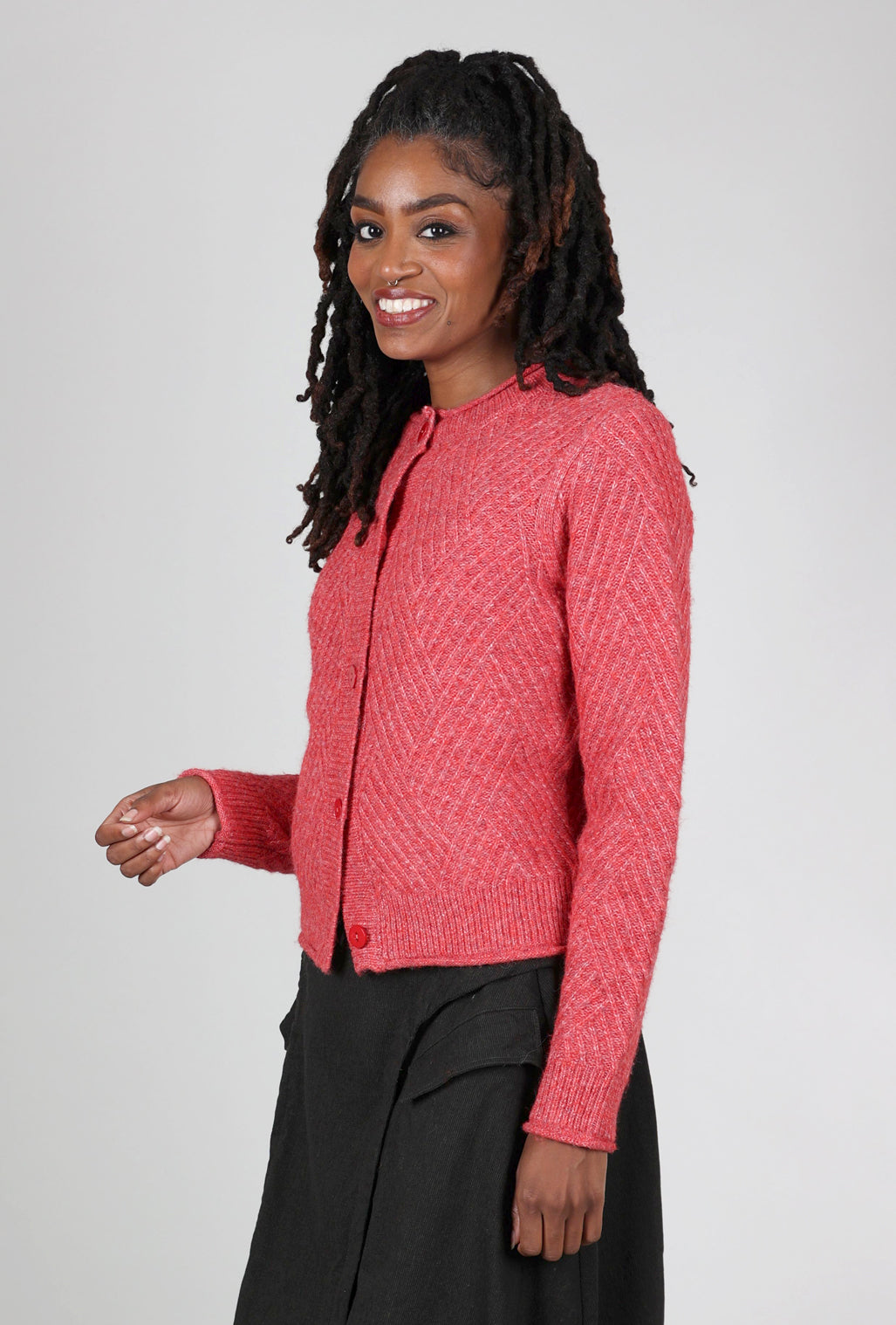 MDM Pauline Cable Cardie, Strawberry