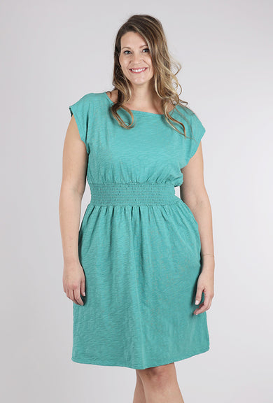 Mododoc Smocked Waist S/S Dress, Open Water