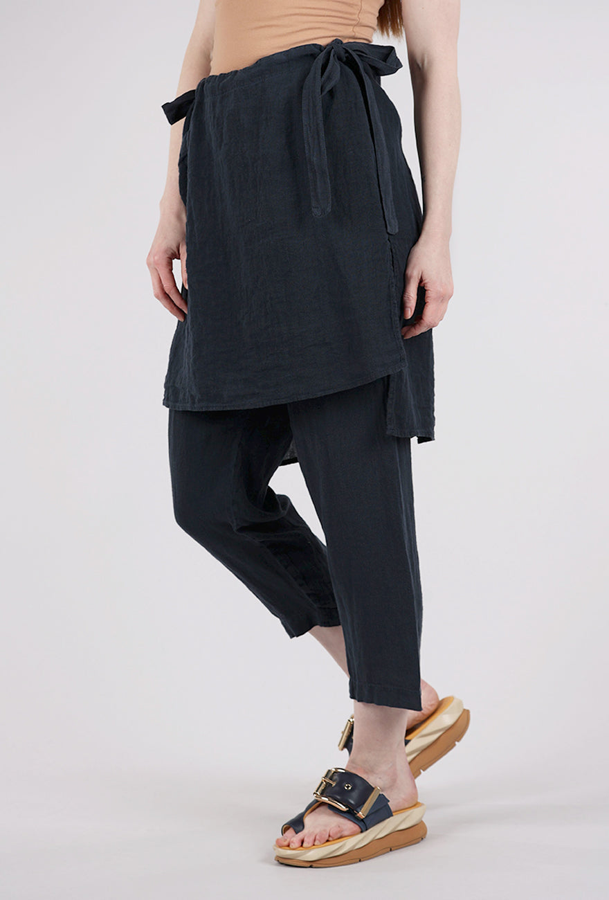 Kedziorek Linen Skirt Over Pant, Navy