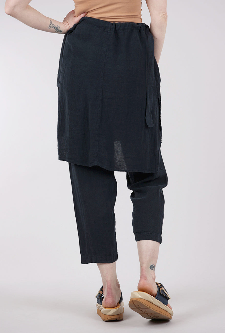 Kedziorek Linen Skirt Over Pant, Navy