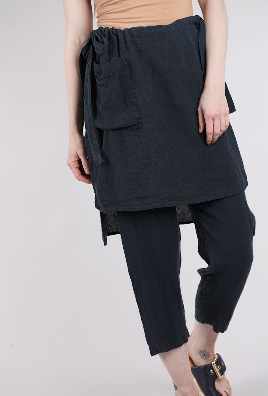 Kedziorek Linen Skirt Over Pant, Navy