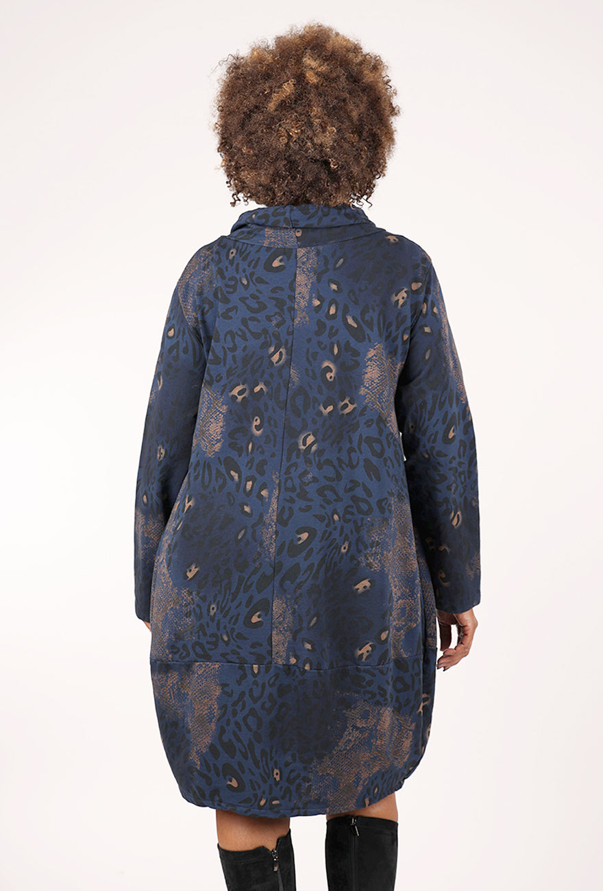 Transparente Clothing Leopard Print Dress, Navy