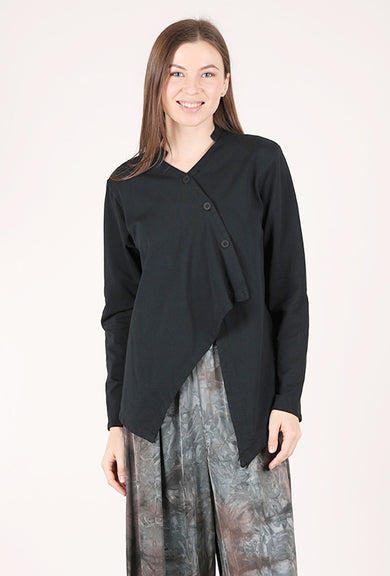 Saga Cotton Jersey Asym Jacket, Black