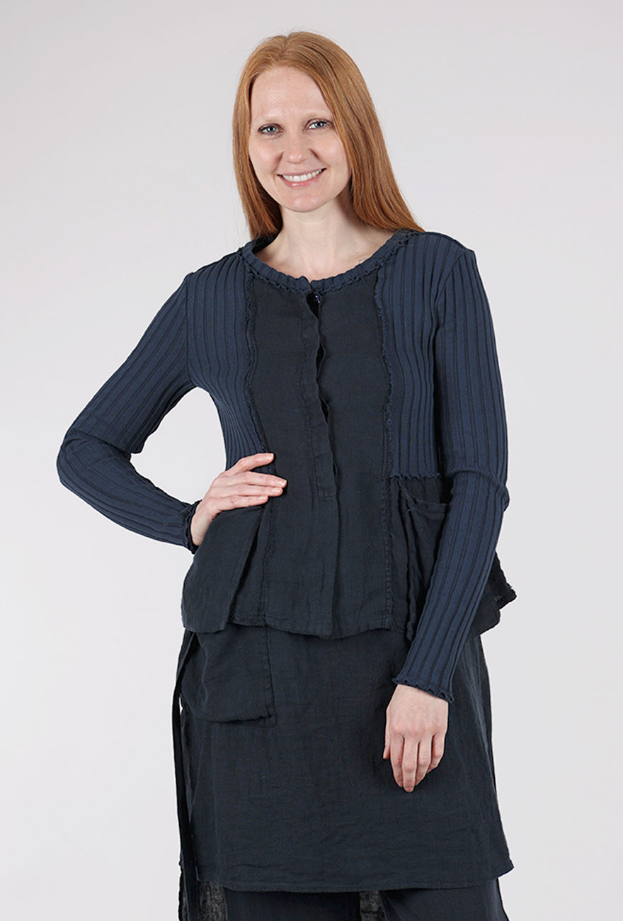 Kedziorek Mixed Media Shrunken Jacket, Navy