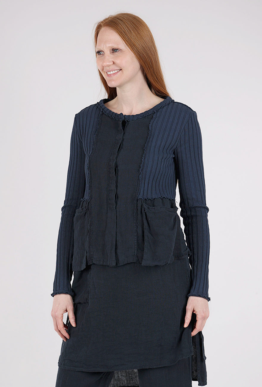 Kedziorek Mixed Media Shrunken Jacket, Navy