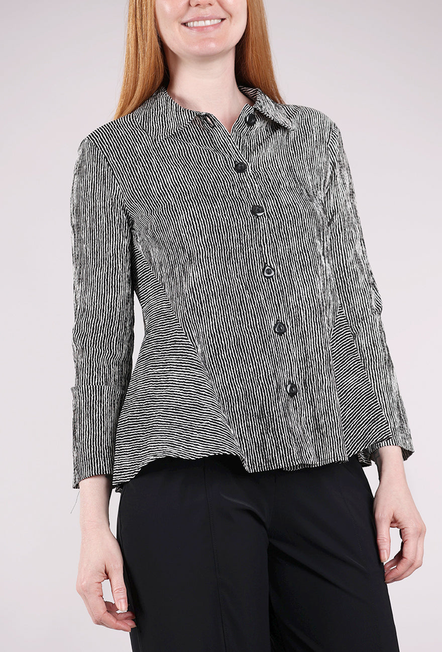 Niche Ridge Stripe Gleam Blouse, Black
