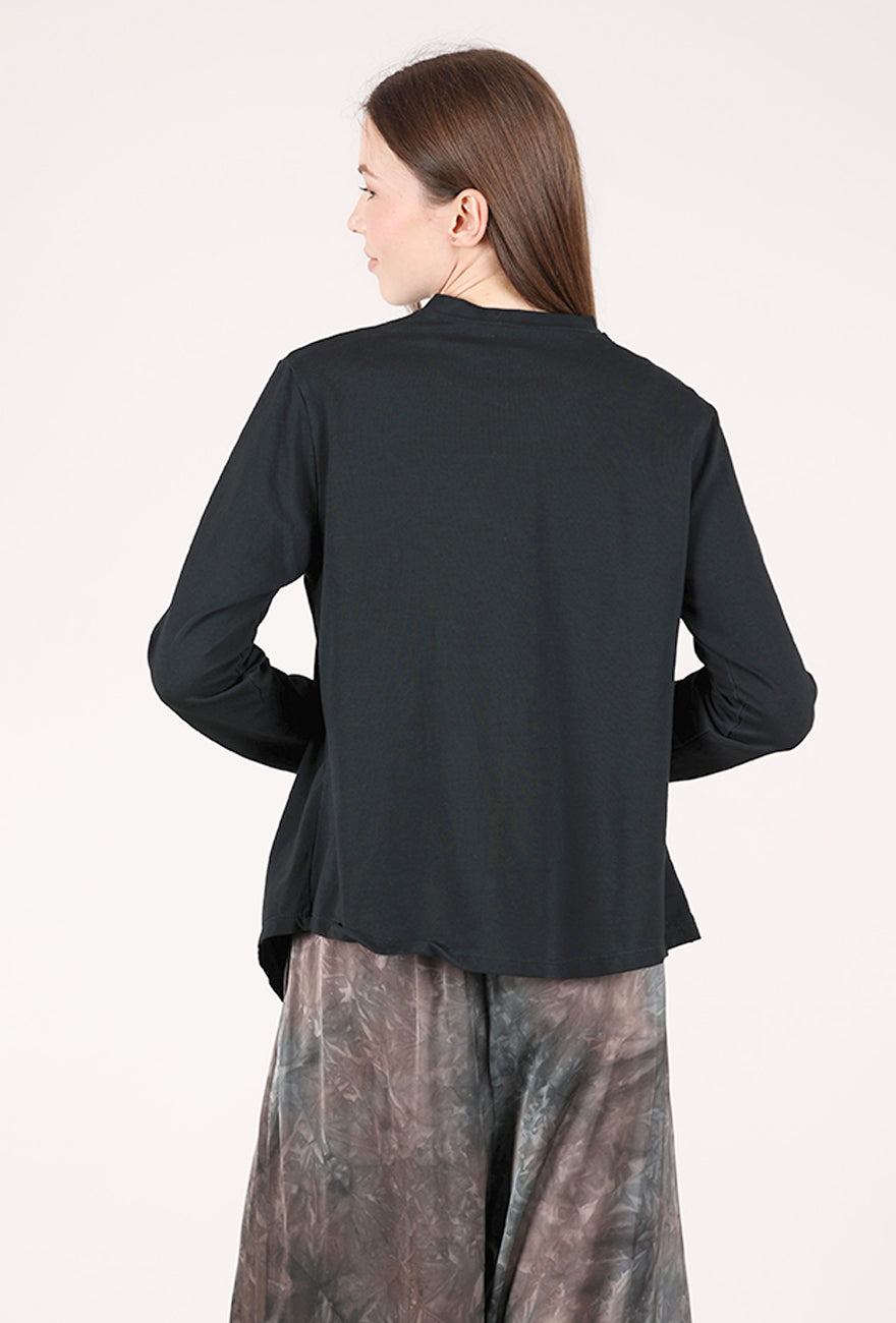 Saga Cotton Jersey Asym Jacket, Black