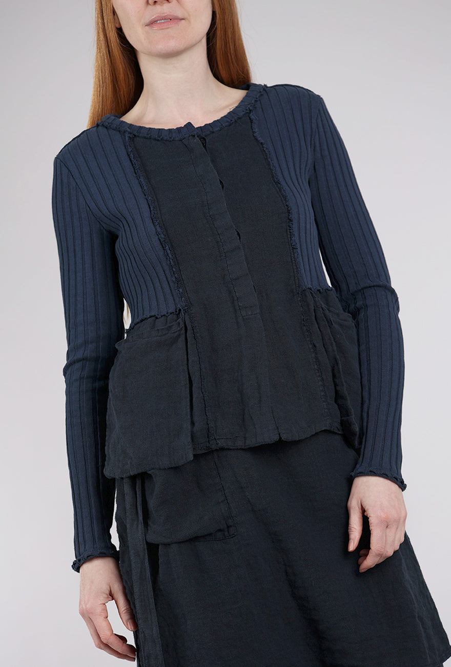 Kedziorek Mixed Media Shrunken Jacket, Navy